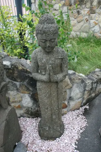 Product image of the product “Standing Buddha, Indian Style - folded hands, in the sizes from 100cm to 175cm, Antique finish ”